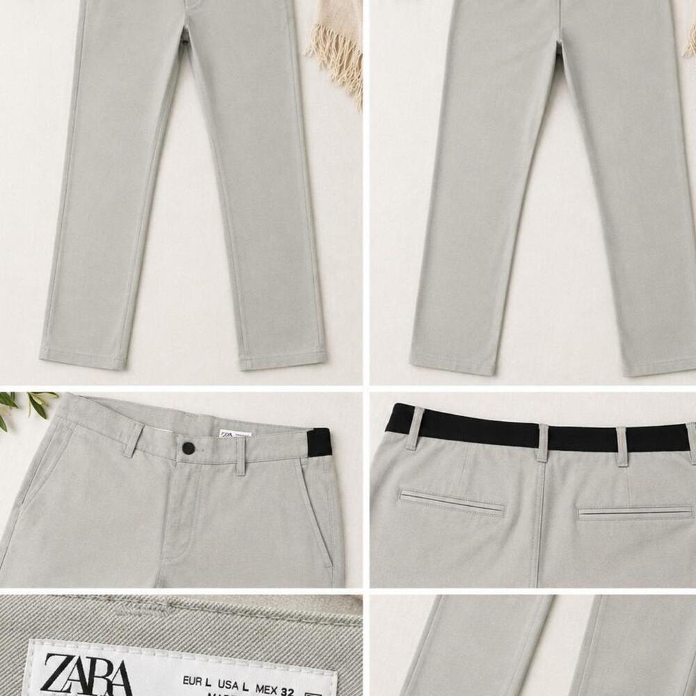 ZARA men’s light gray Chino trousers in size Large (US L / MEX 32).